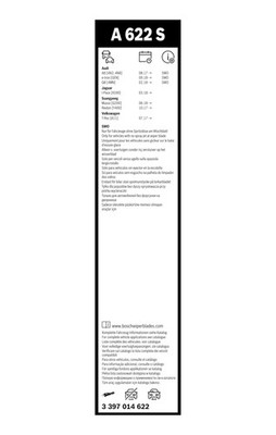 Bosch Aerotwin Wiper Blade Set 650mm + 500mm — A622S fits Alfa Romeo Tonale