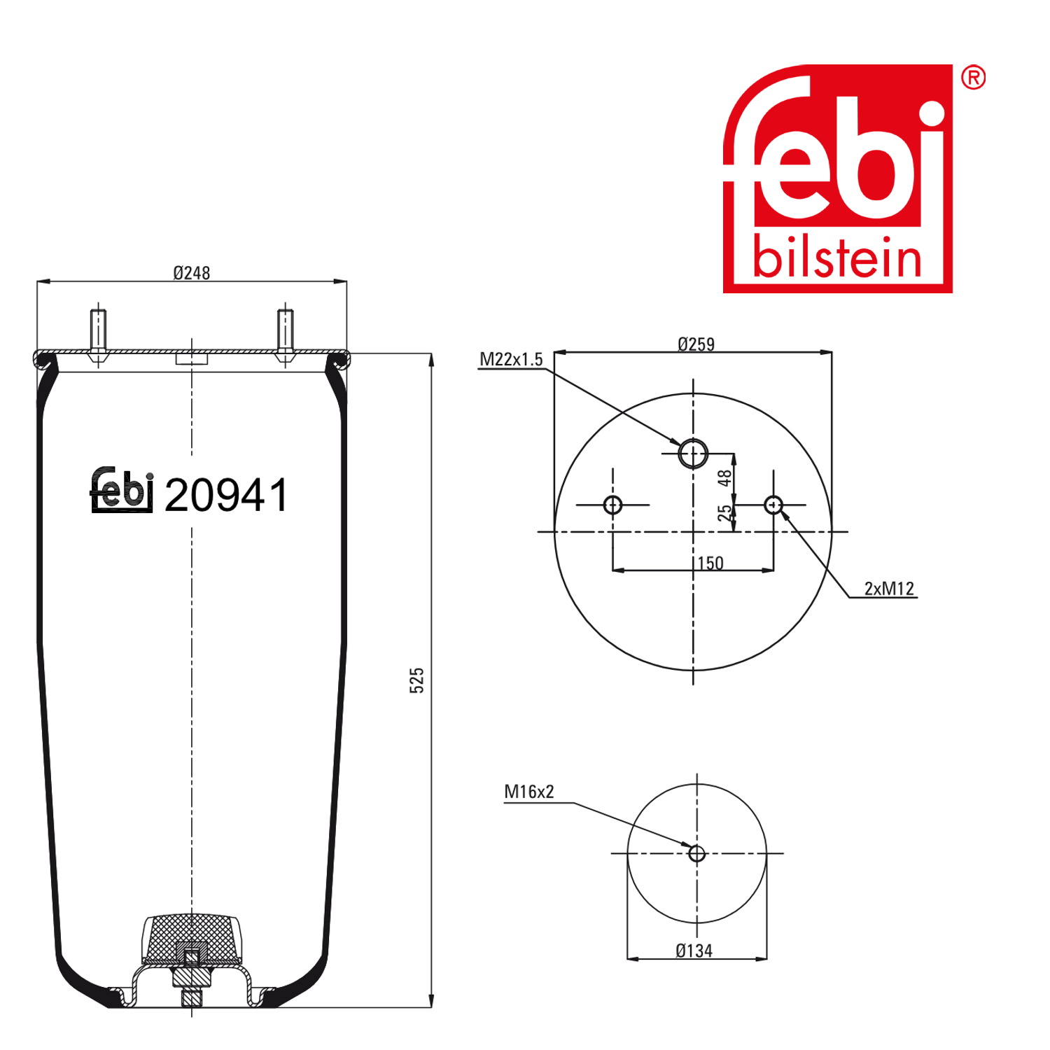 Febi Air Suspension Bellow 260mm 20941