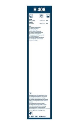 Bosch Wiper Wiper Blade 400mm — H408 fits Citroën Berlingo First 1996-2011