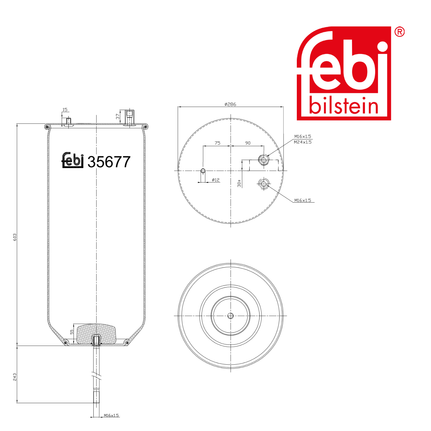 Febi Air Suspension Bellow 265mm 35677