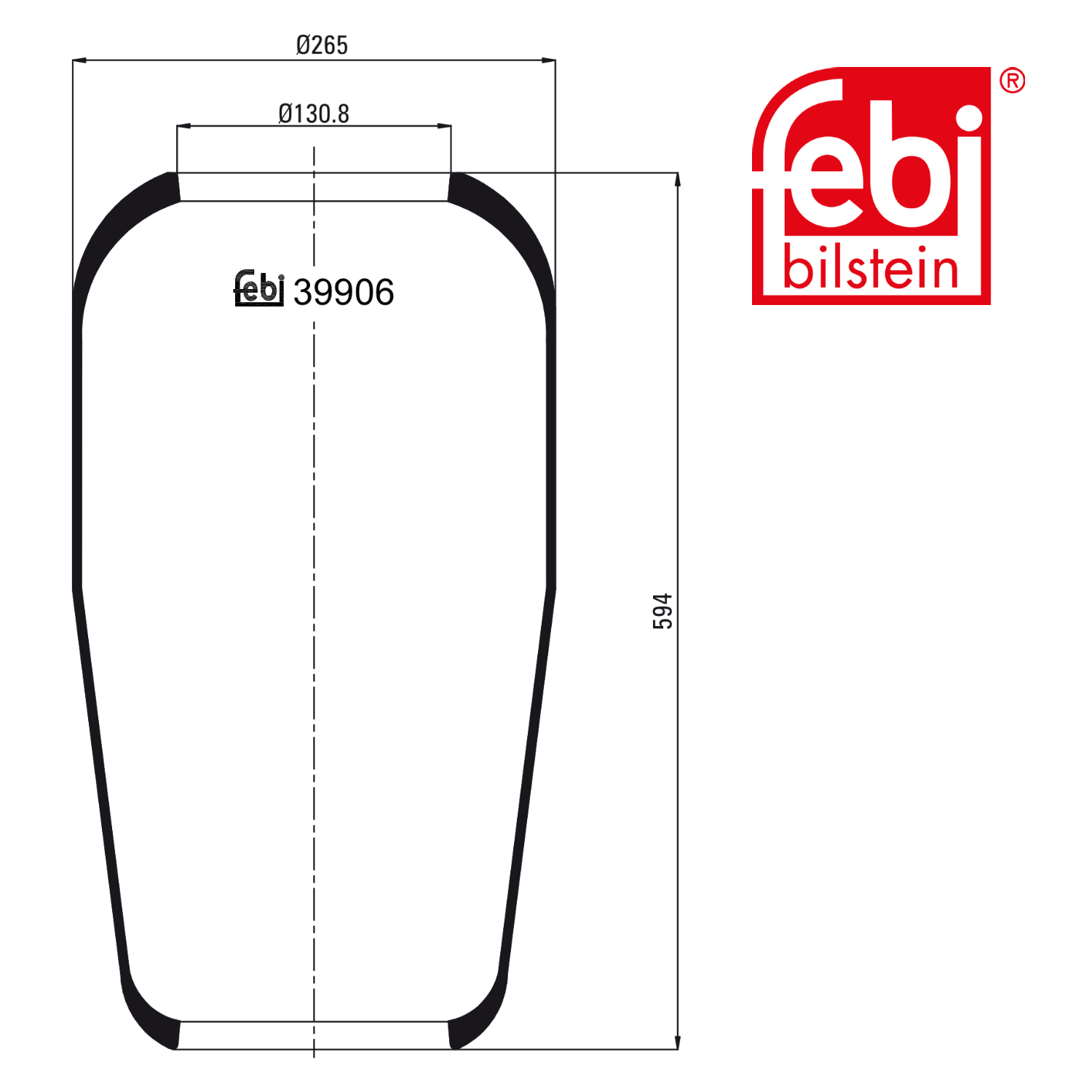 Febi Air Suspension Bellow 131mm Rear 39906