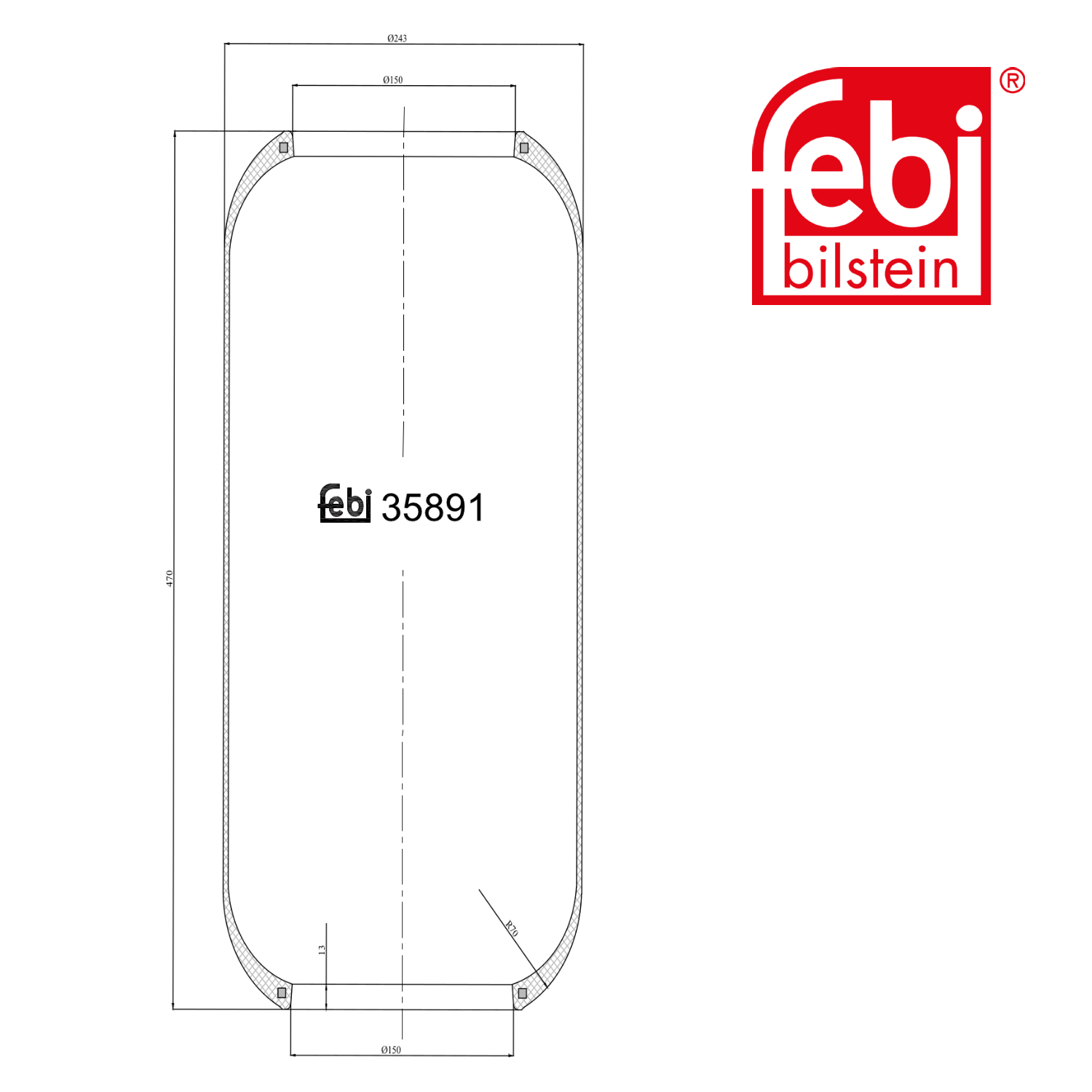 Febi Air Suspension Bellow 150mm 35891