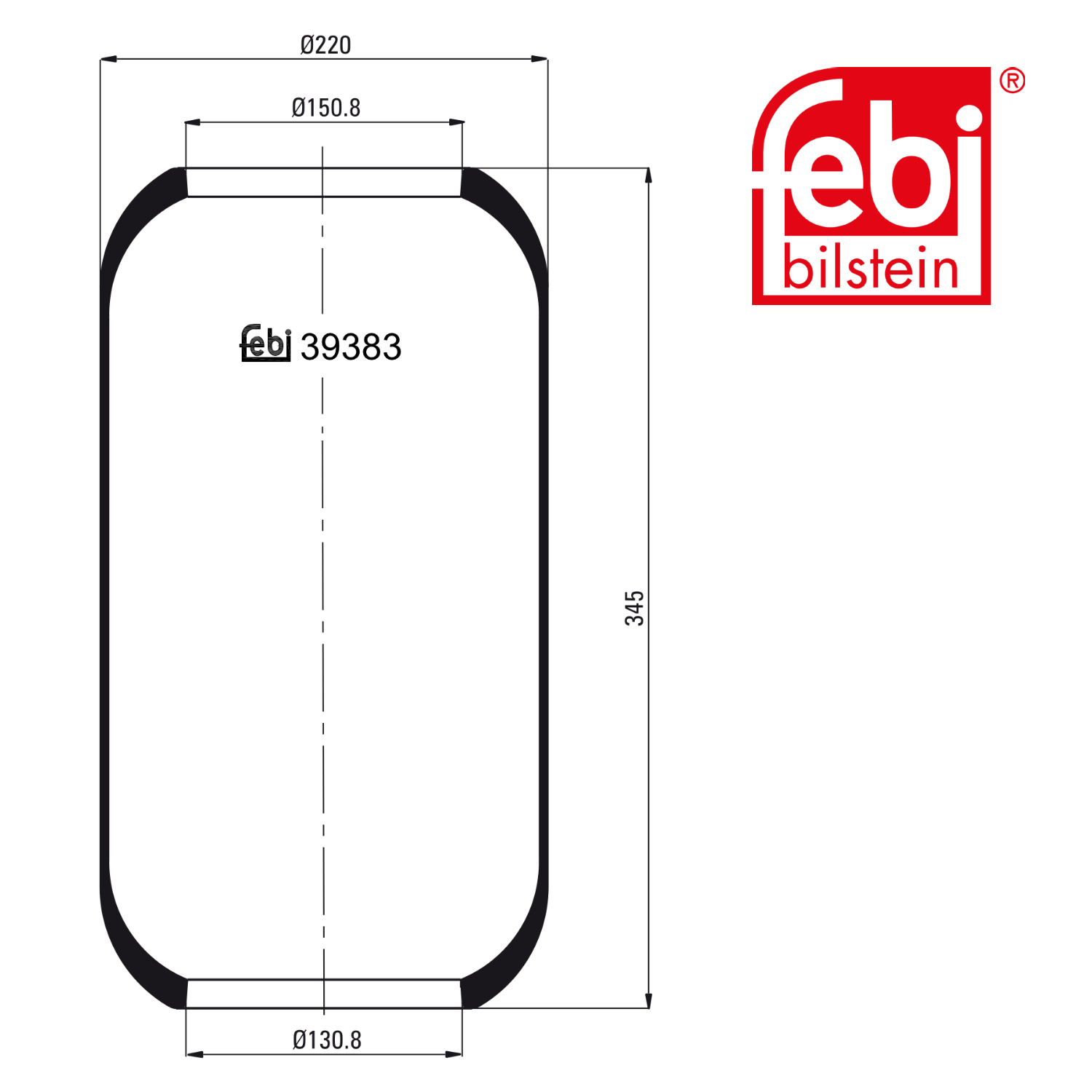 Febi Air Suspension Bellow 150mm 39383