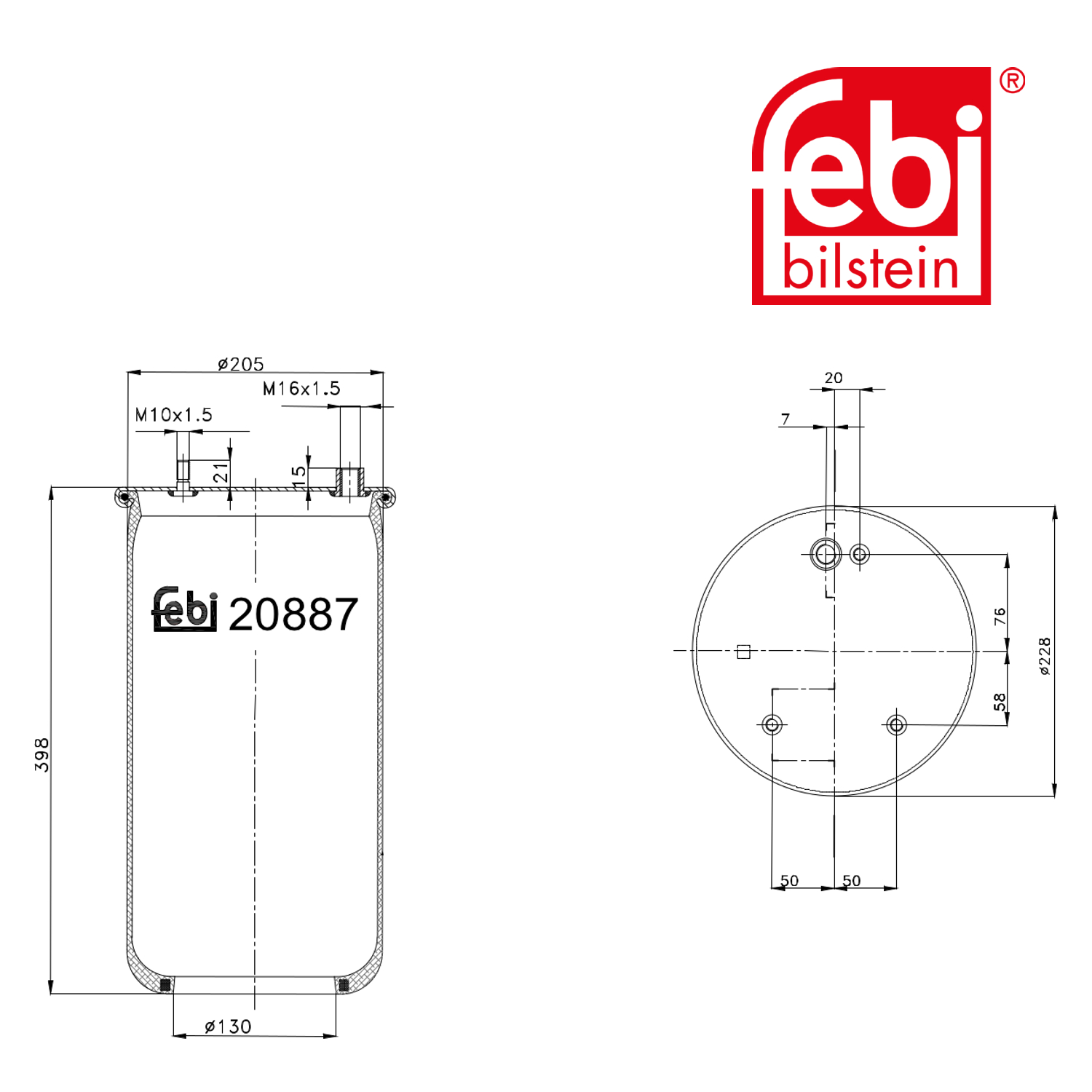 Febi Air Suspension Bellow Rear Right 20887