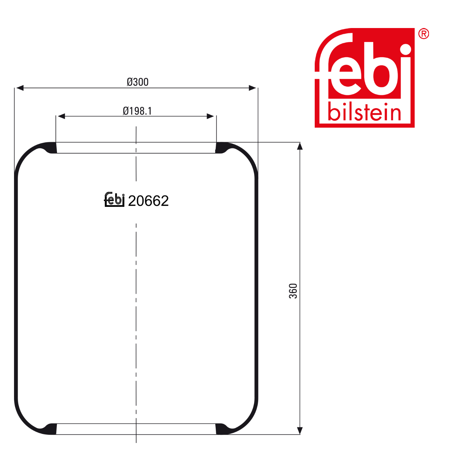 Febi Air Suspension Bellow 198mm Rear Right 20662