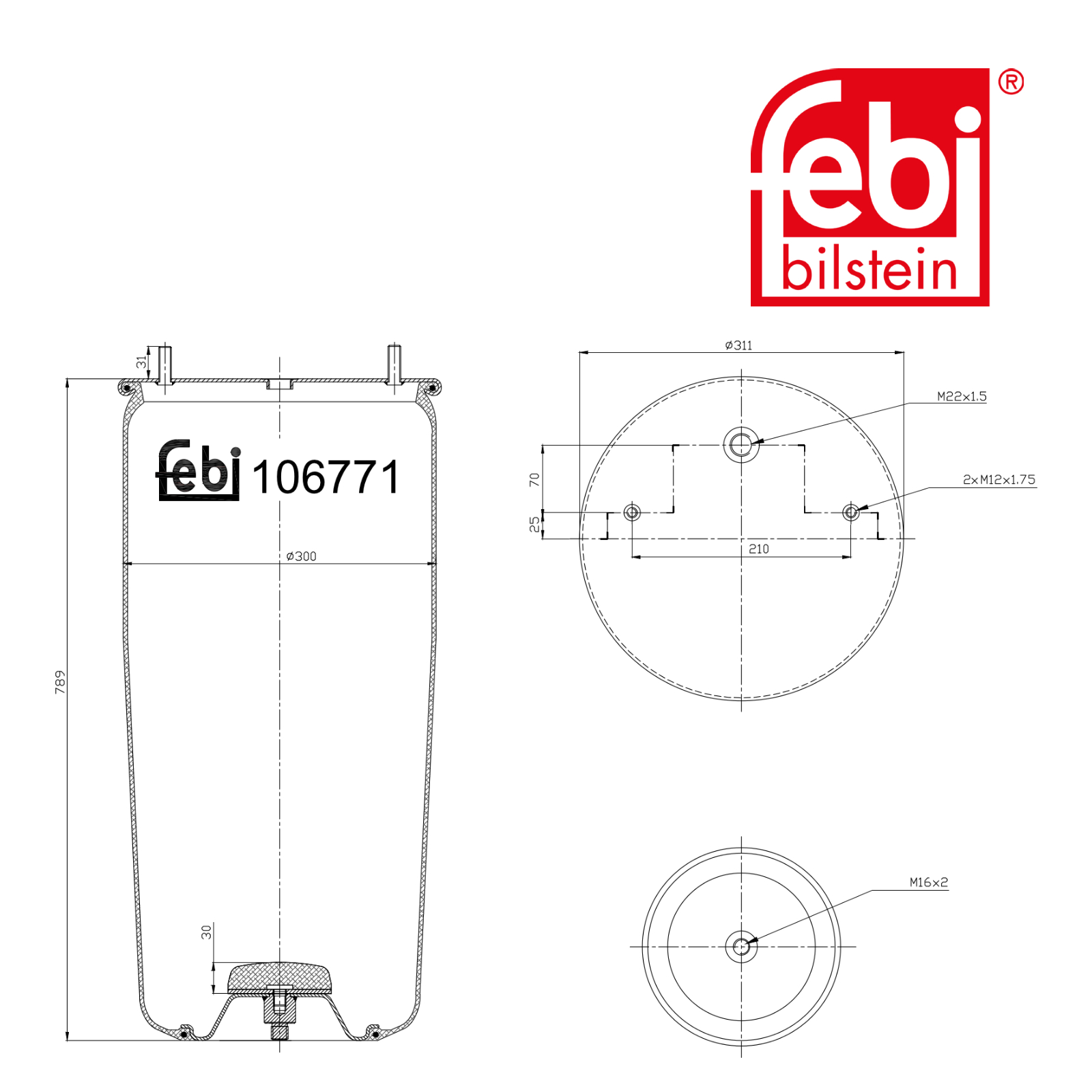 Febi Air Suspension Bellow 311mm 106771