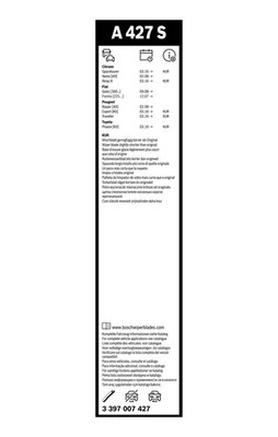 Bosch Aerotwin Wiper Blade Set 650mm + 475mm — A427S fits Citroën Dispatch III