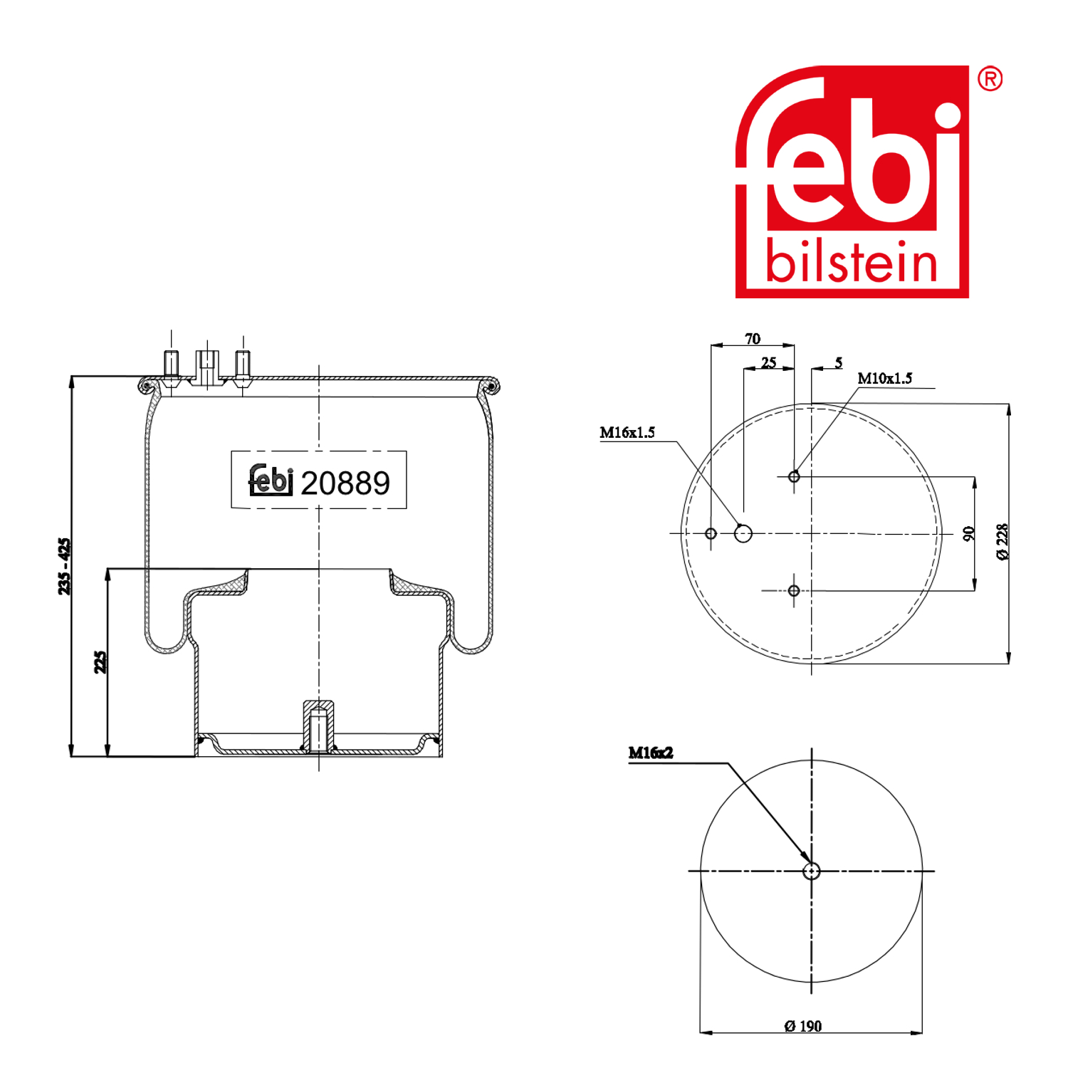 Febi Air Suspension Bellow Rear Right 20889