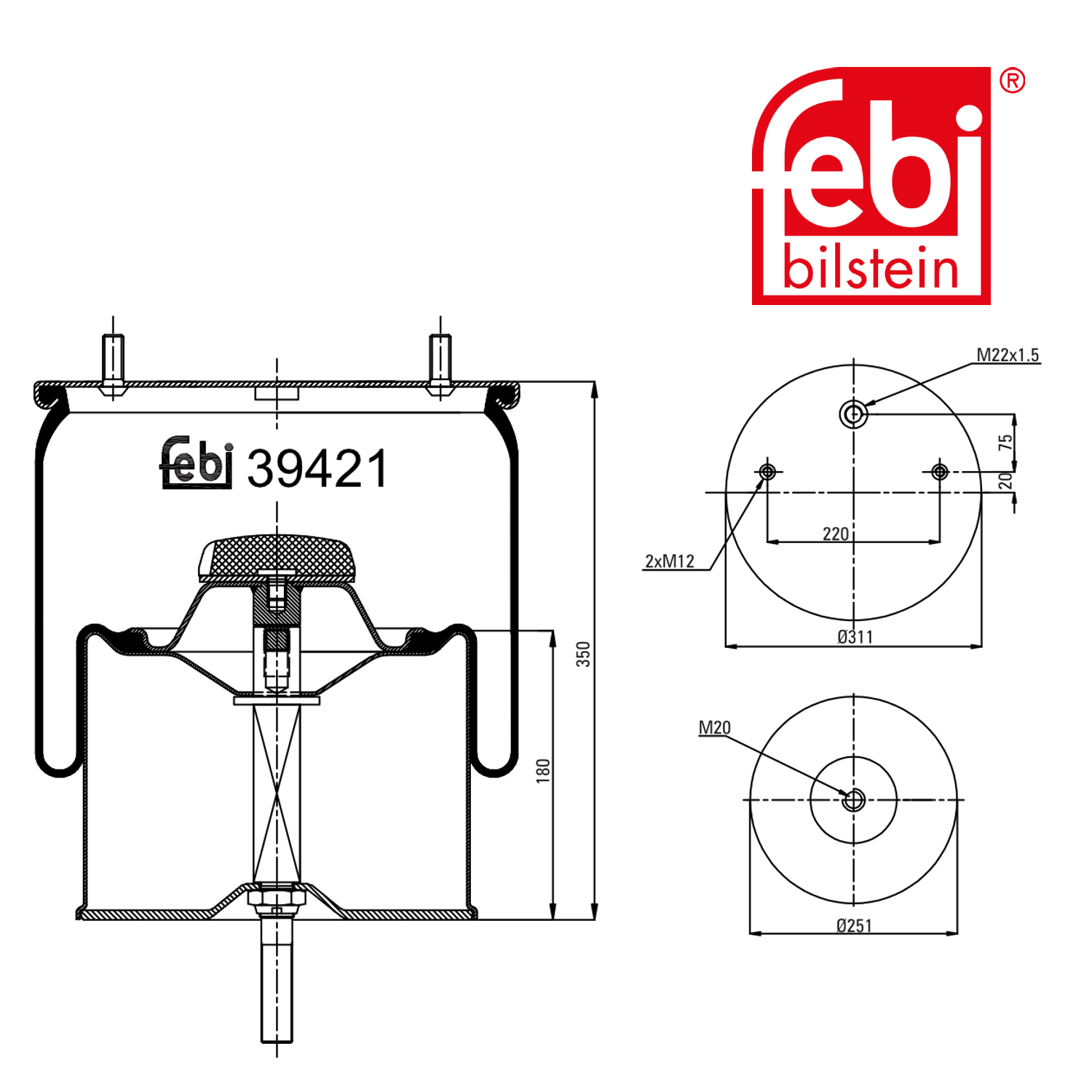 Febi Air Suspension Bellow 258mm 39421