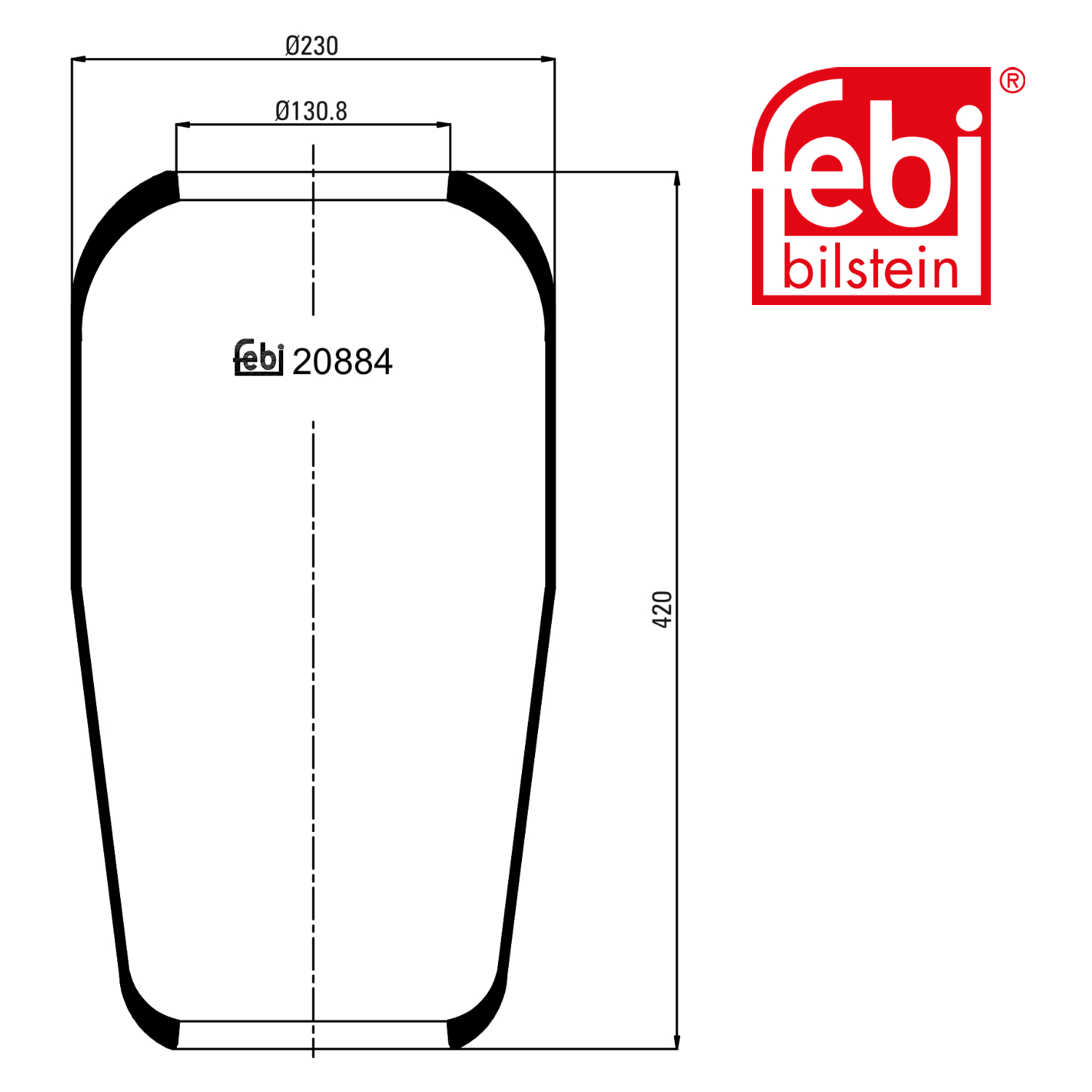 Febi Air Suspension Bellow 131mm Rear Right 20884