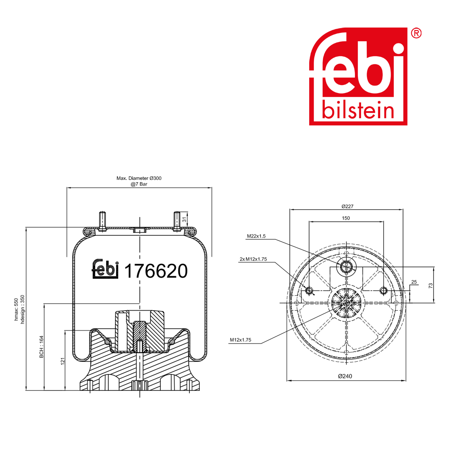 Febi Air Suspension Bellow 240mm 176620 OE 09377003 700196084 709377003 1563425