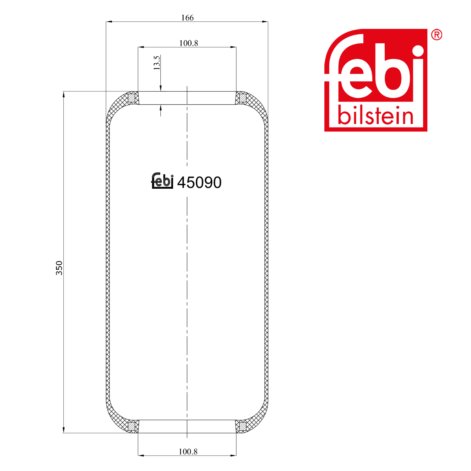 Febi Air Suspension Bellow 100mm Rear Right 45090