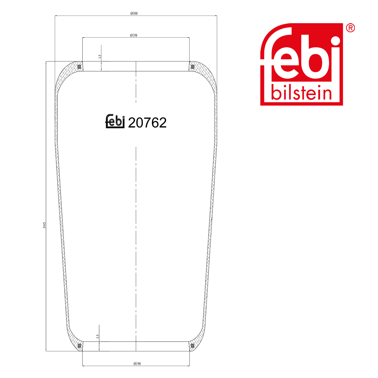 Febi Air Suspension Bellow 198mm 20762