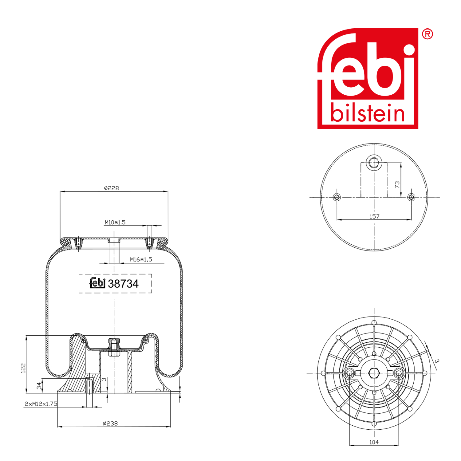 Febi Air Suspension Bellow Rear Right 38734