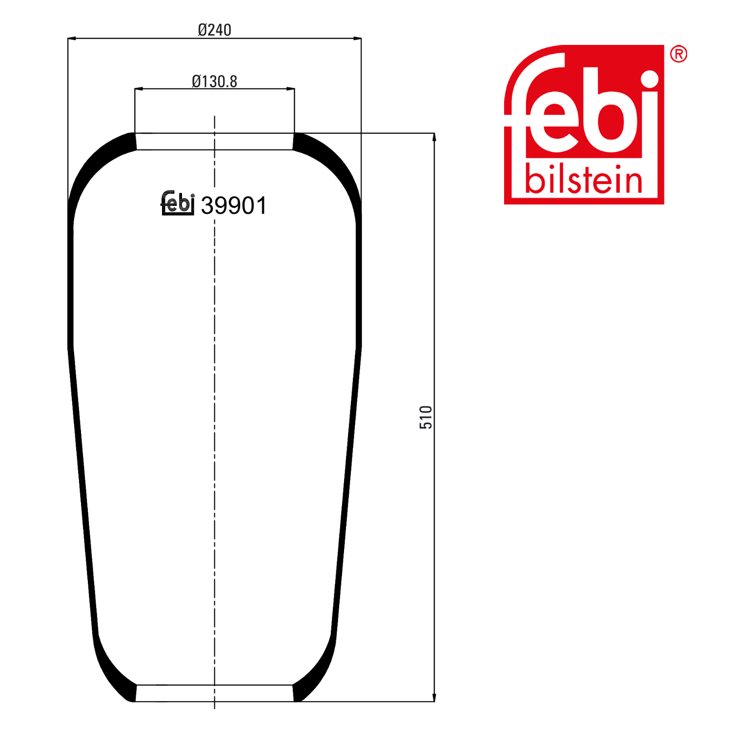 Febi Air Suspension Bellow 131mm Front 39901