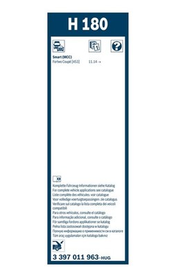 Bosch Wiper Wiper Blade 180mm — H180 fits Citroën C3 Aircross II 2024-2025 1.2