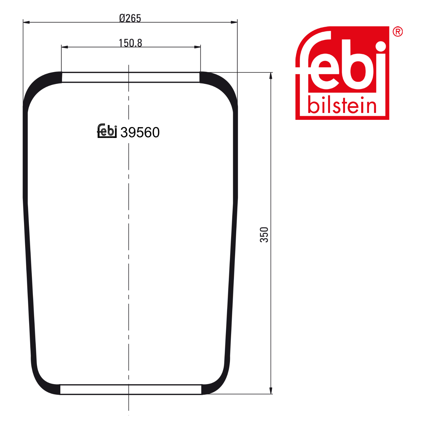 Febi Air Suspension Bellow 150mm 39560