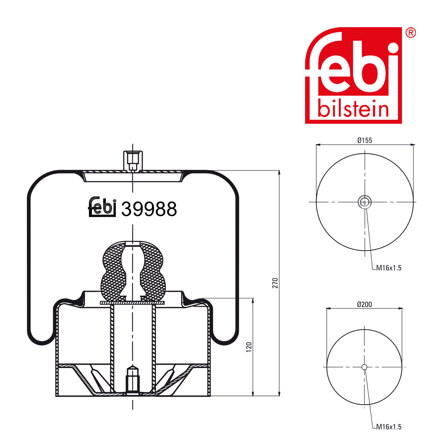 Febi Air Suspension Bellow 200mm 39988