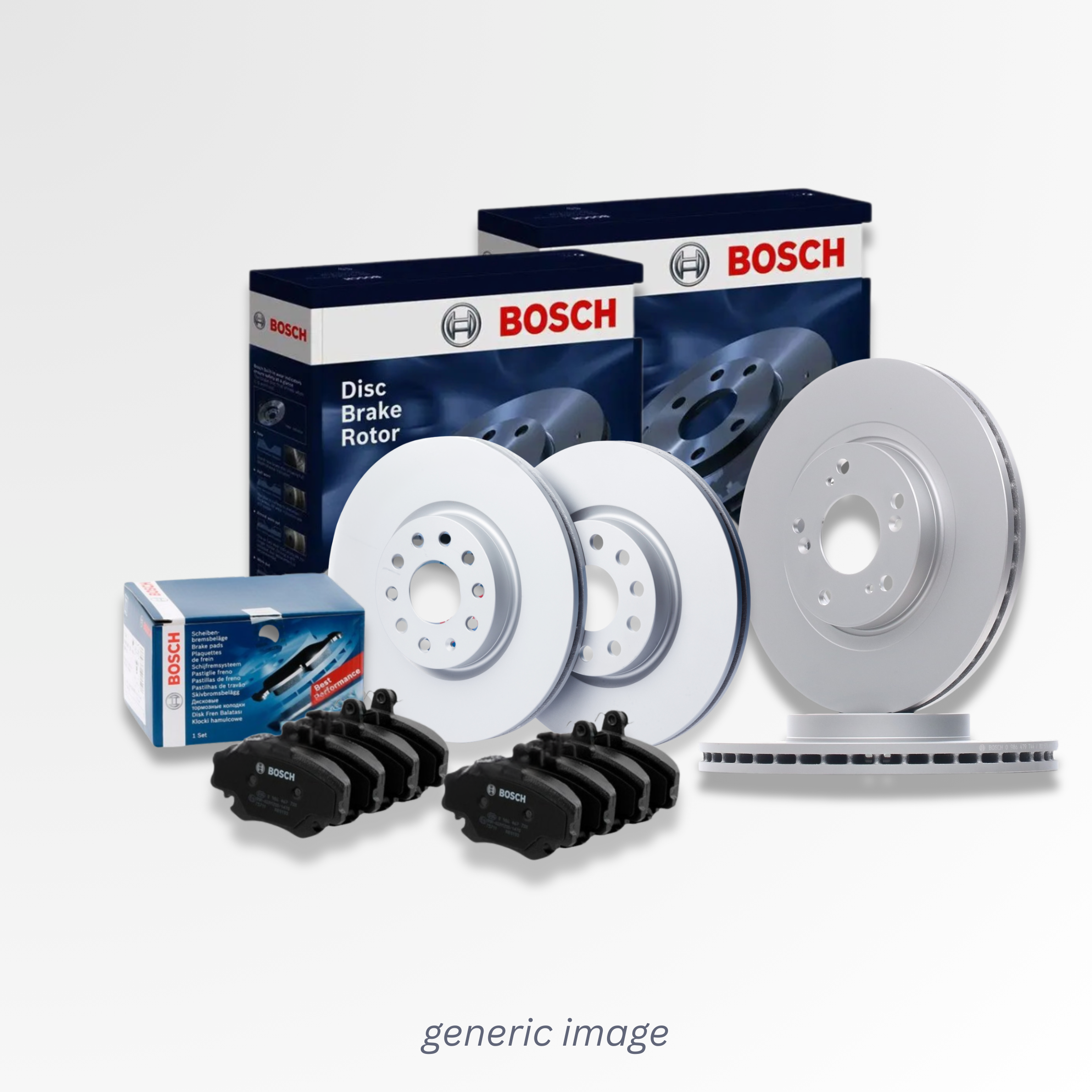 Bosch Front Vented & Rear Vented Brake Discs & Pads fits BMW 7 2003-2008