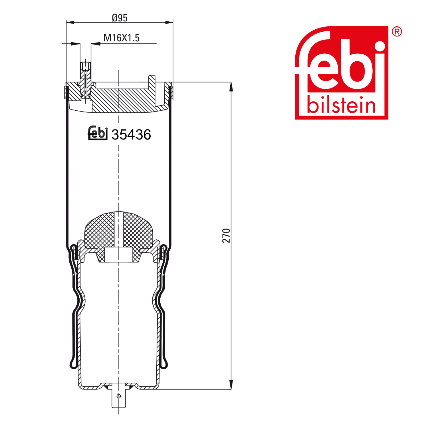 Febi Cab Suspension Air Bellow 97mm 35436