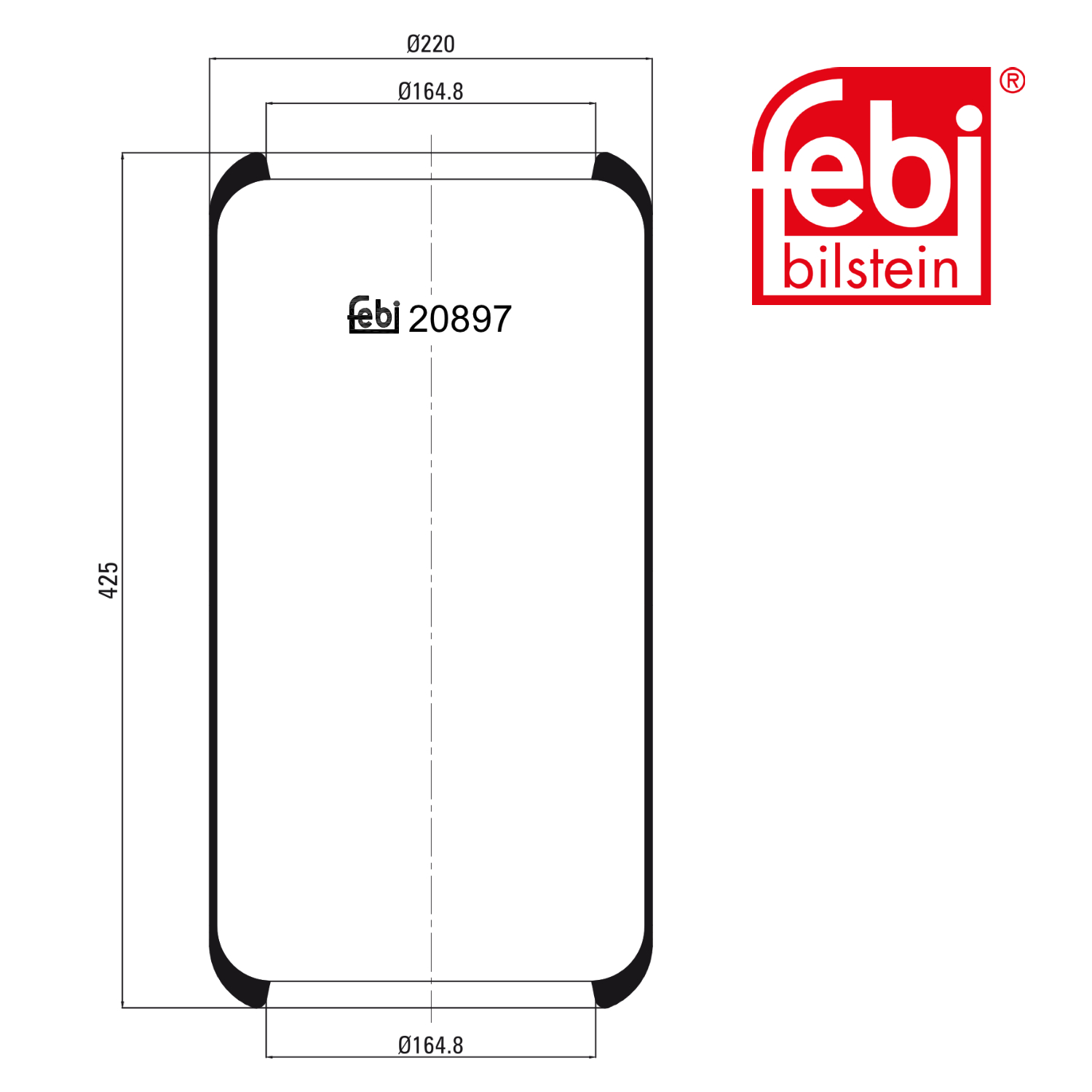 Febi Air Suspension Bellow 168mm 20897
