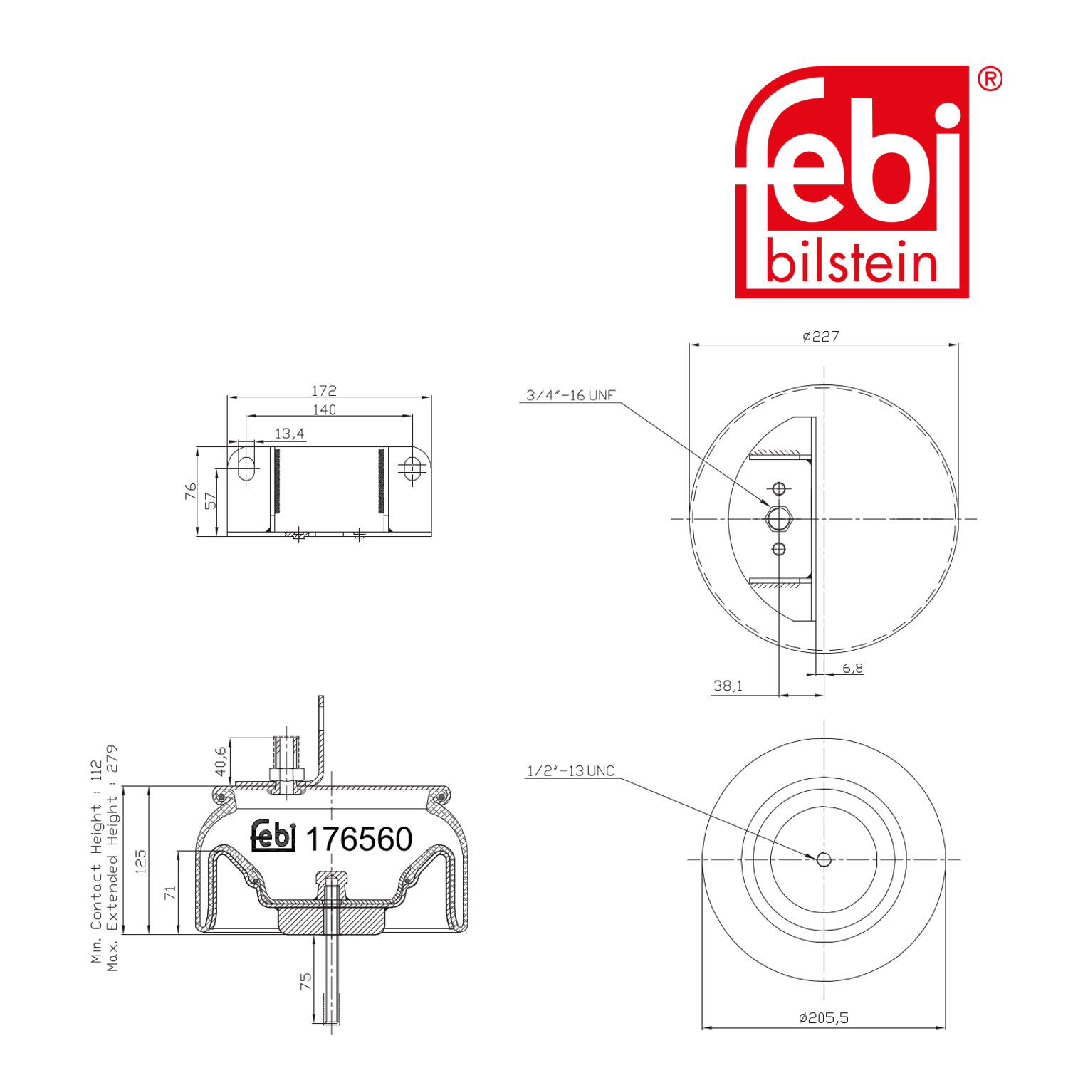 Febi Air Suspension Bellow Rear 176560