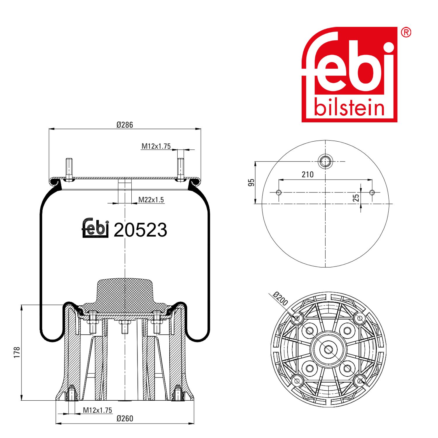Febi Air Suspension Bellow 260mm 20523