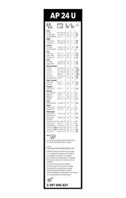 Bosch Aerotwin Wiper Blade 600mm — AP24U fits Abarth 500 / 595 / 695 2008 on 1.4