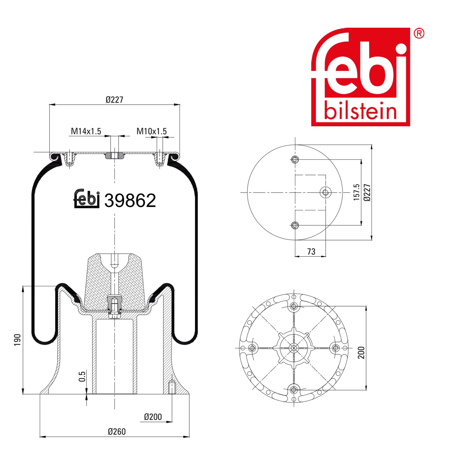 Febi Air Suspension Bellow 227mm 39862
