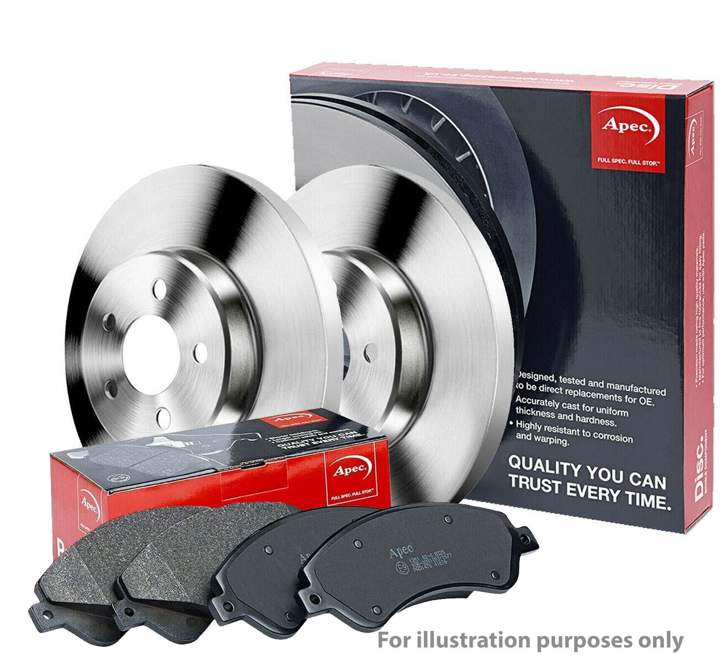 Apec Rear Brake Solid Discs & Pads fits Lexus Rx 2003-2015