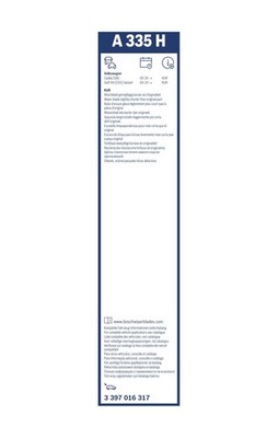 Bosch Wiper Wiper Blade 330mm — A335H fits Ford Tourneo Connect 2022-2024
