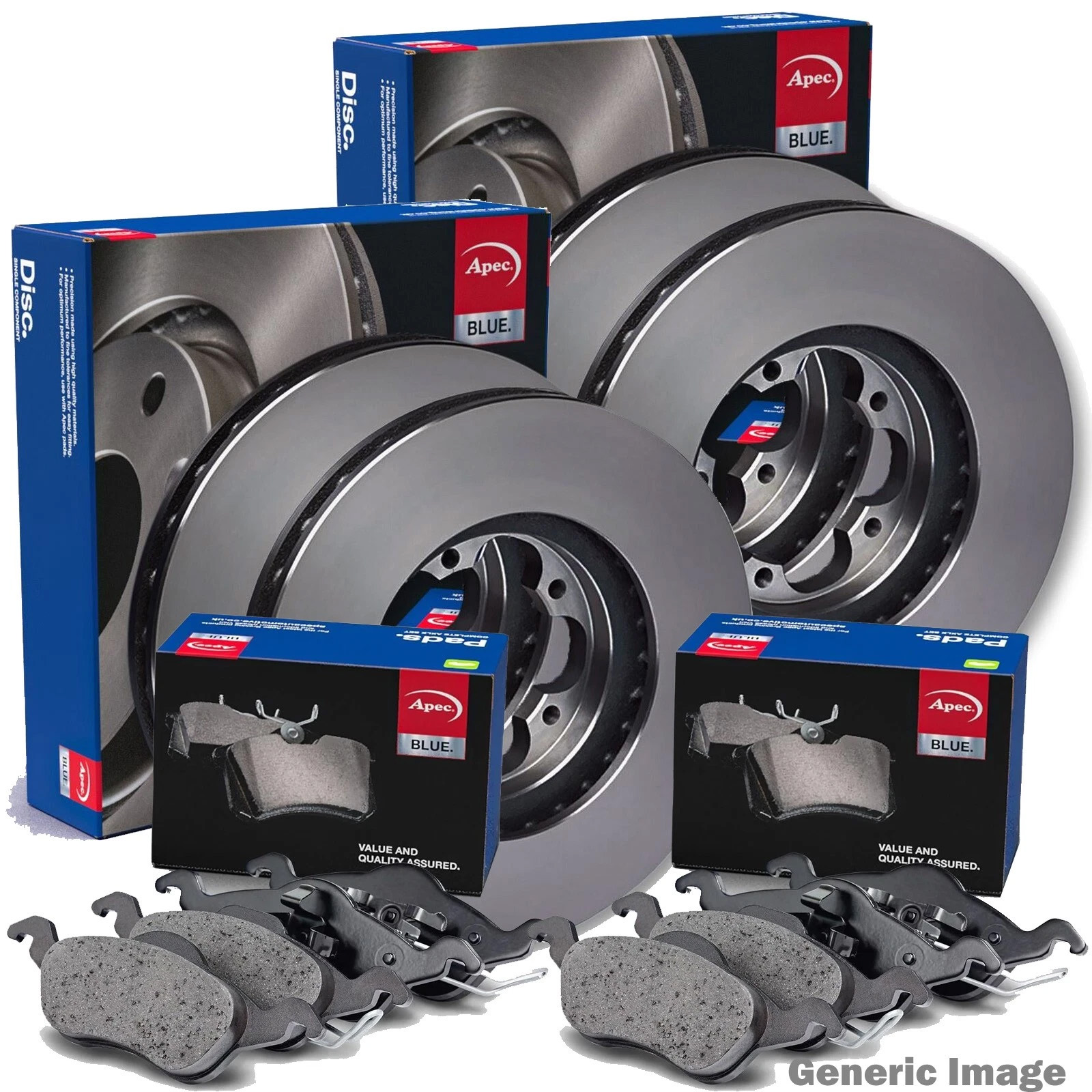 Apec Front & Rear Brake Discs & Pads fits Jaguar Xj 2003-2009 3.0 3.6 4.2