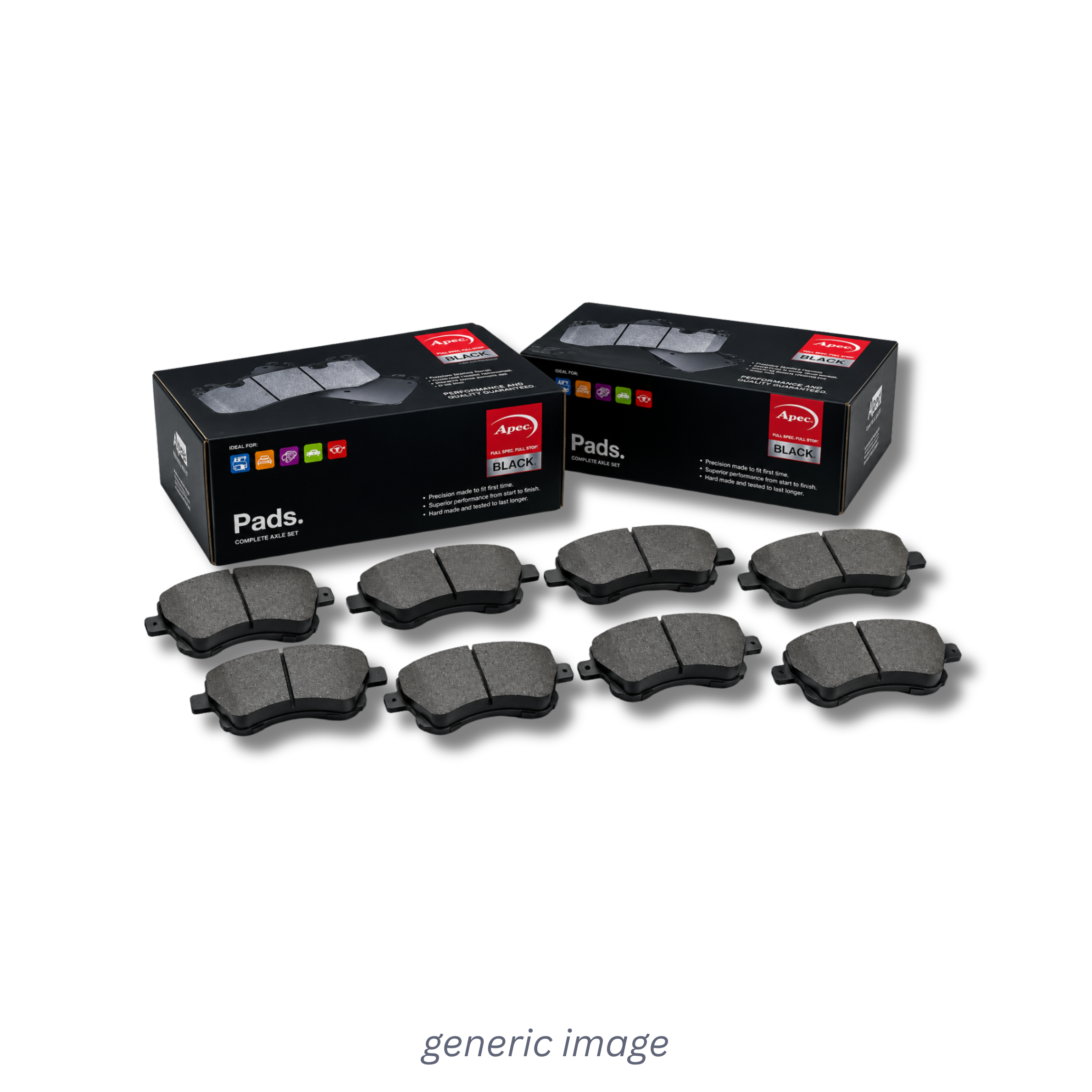 Apec Black Front & Rear Pads fits Peugeot 1007 2005 on 1.6