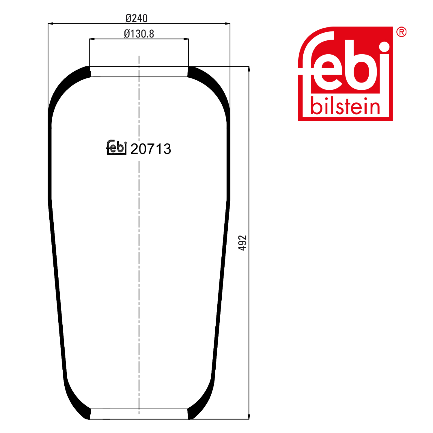 Febi Air Suspension Bellow 198mm Rear 20713