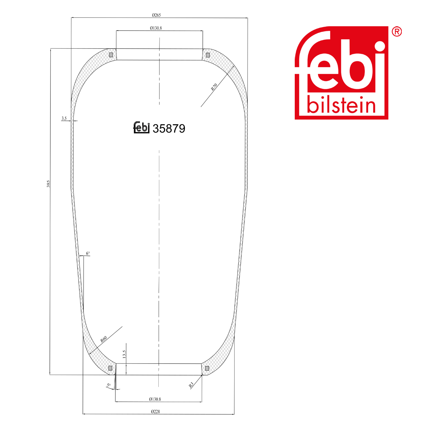 Febi Air Suspension Bellow 130mm Rear 35879