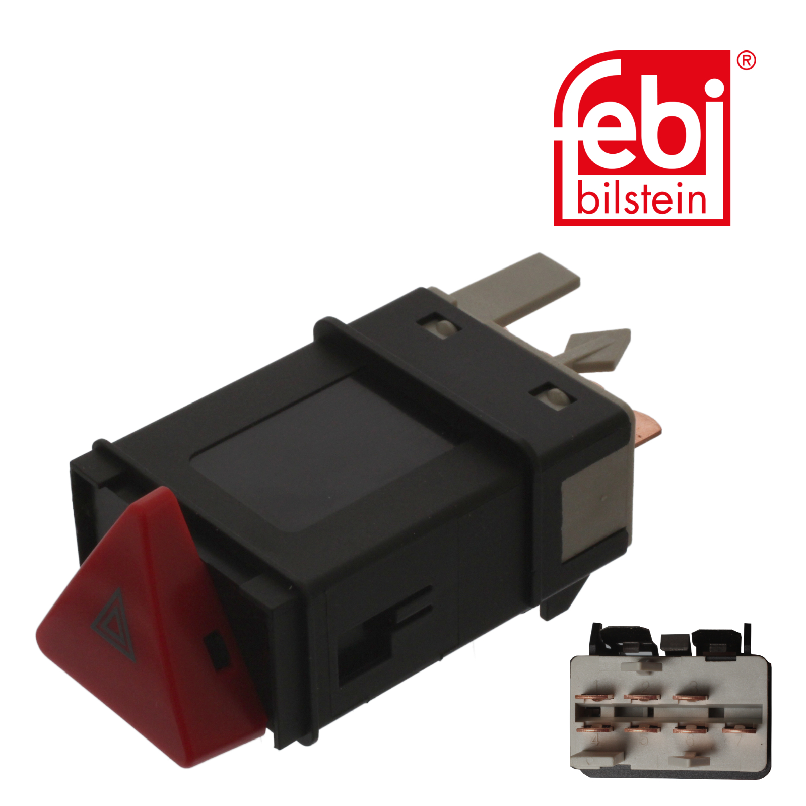 Febi Hazard Warning Light Switch Dashboard 7 Connectors Plastic 44393