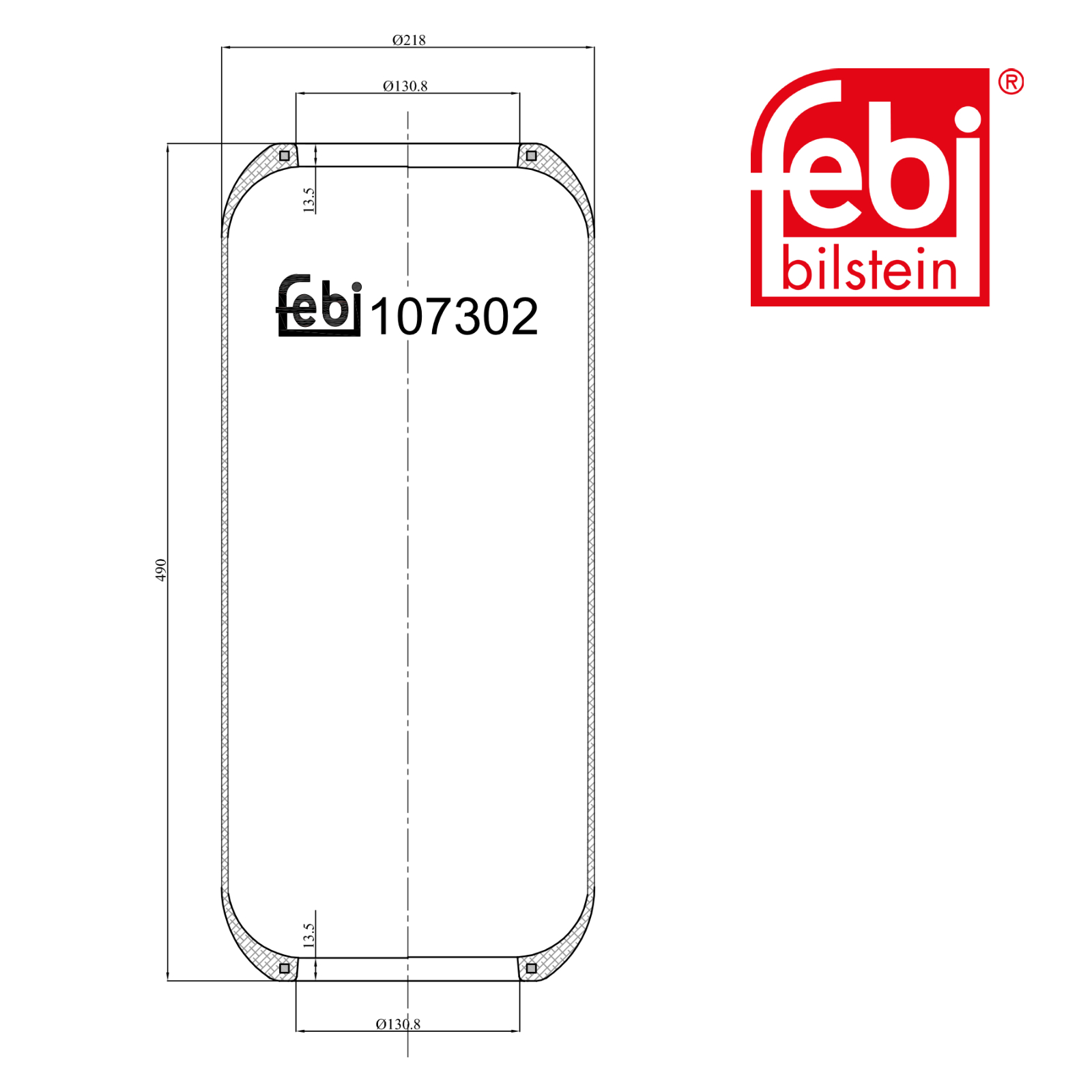 Febi Air Suspension Bellow 130mm 107302