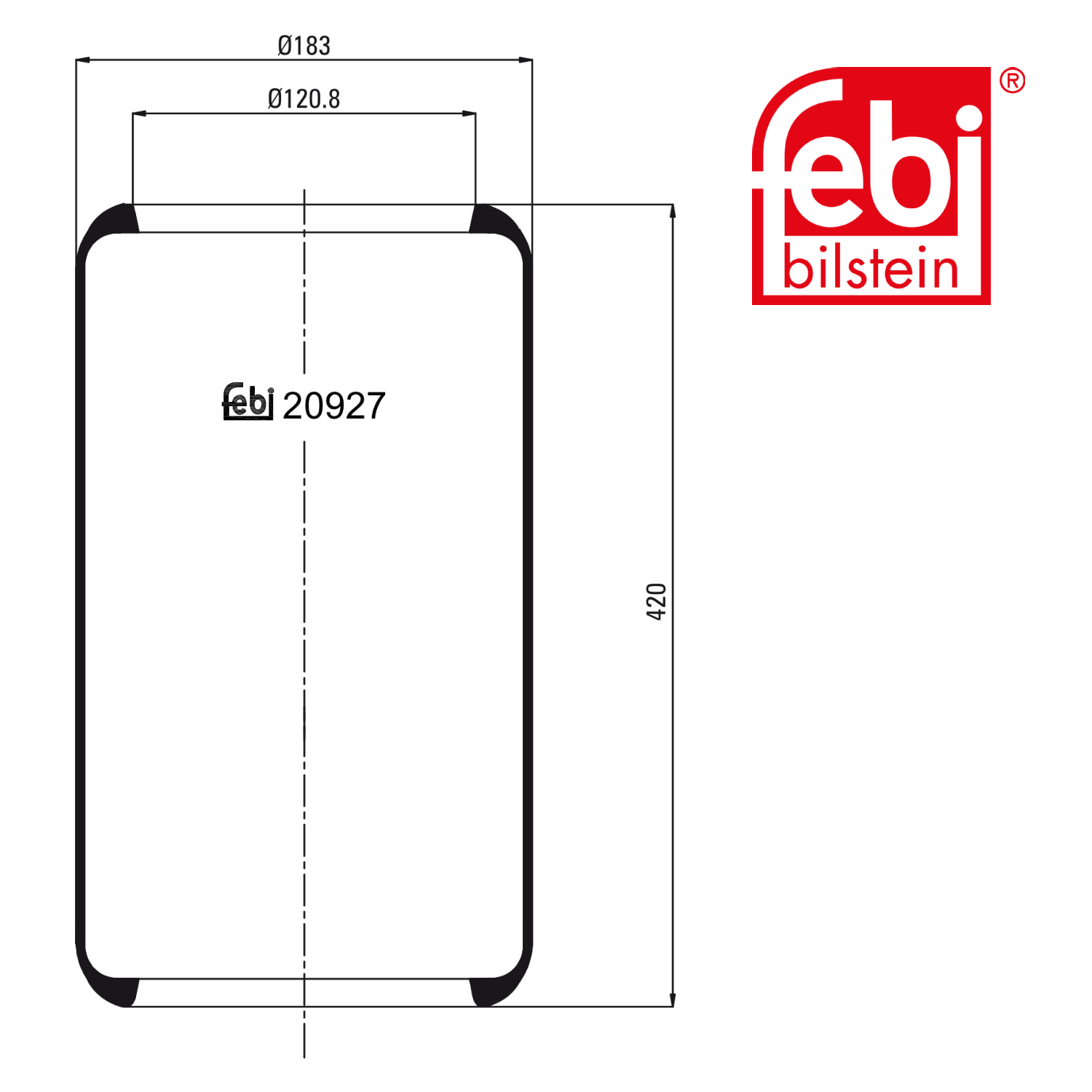 Febi Air Suspension Bellow 121mm Rear 20927