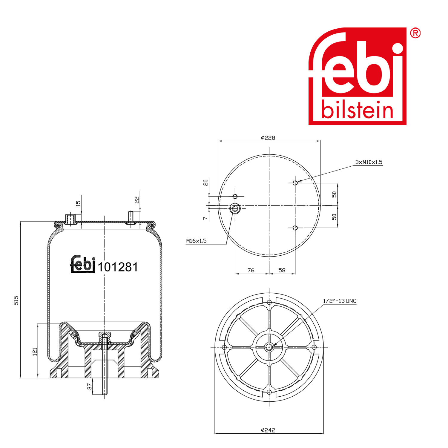 Febi Air Suspension Bellow 229mm 101281