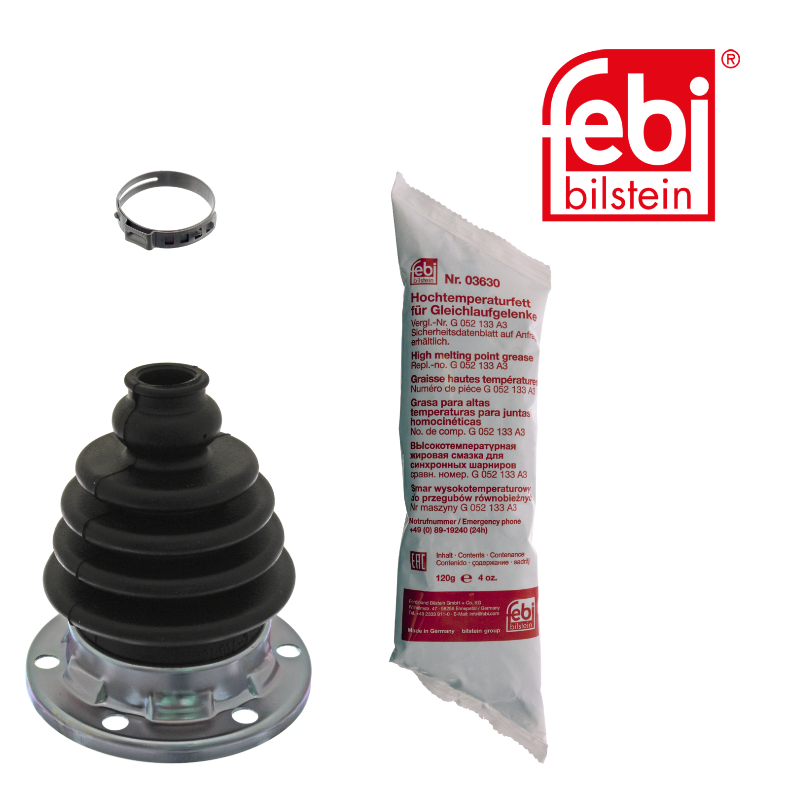 Febi Drive Shaft Bellow Kit transmission sided Rubber 38333