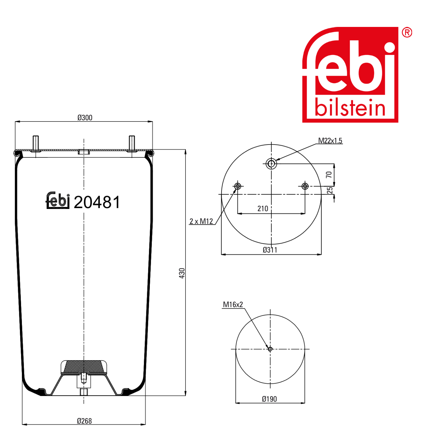 Febi Air Suspension Bellow 190mm 20481