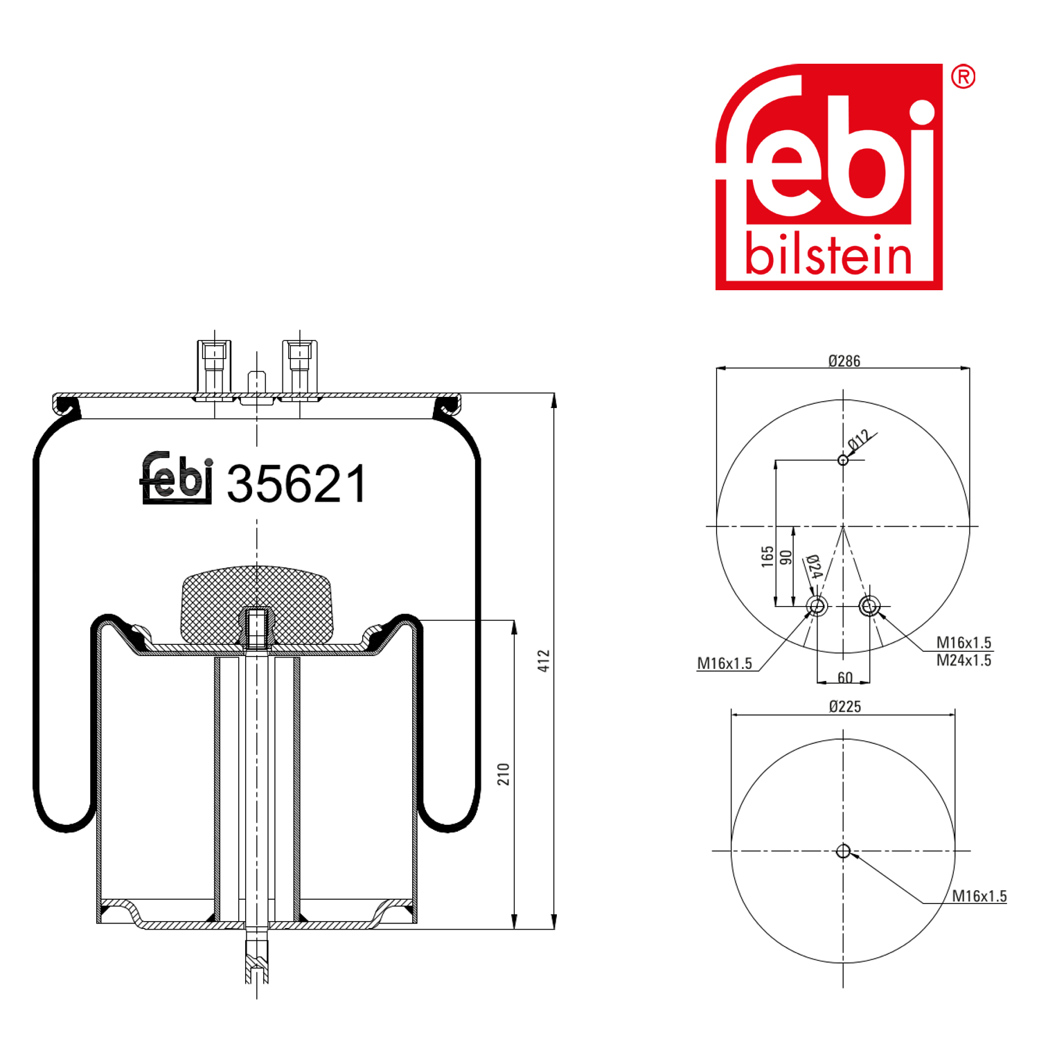 Febi Air Suspension Bellow Rear Right 35621
