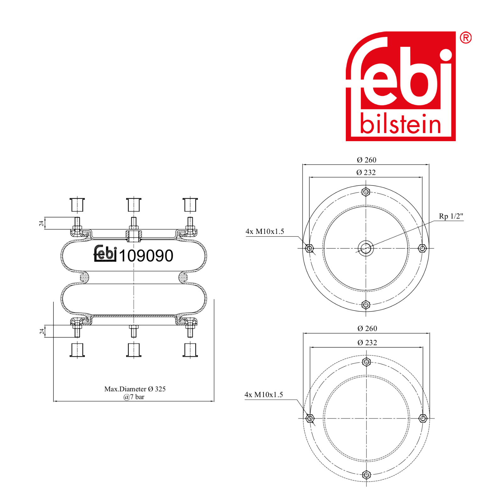 Febi Air Suspension Bellow 300mm 109090