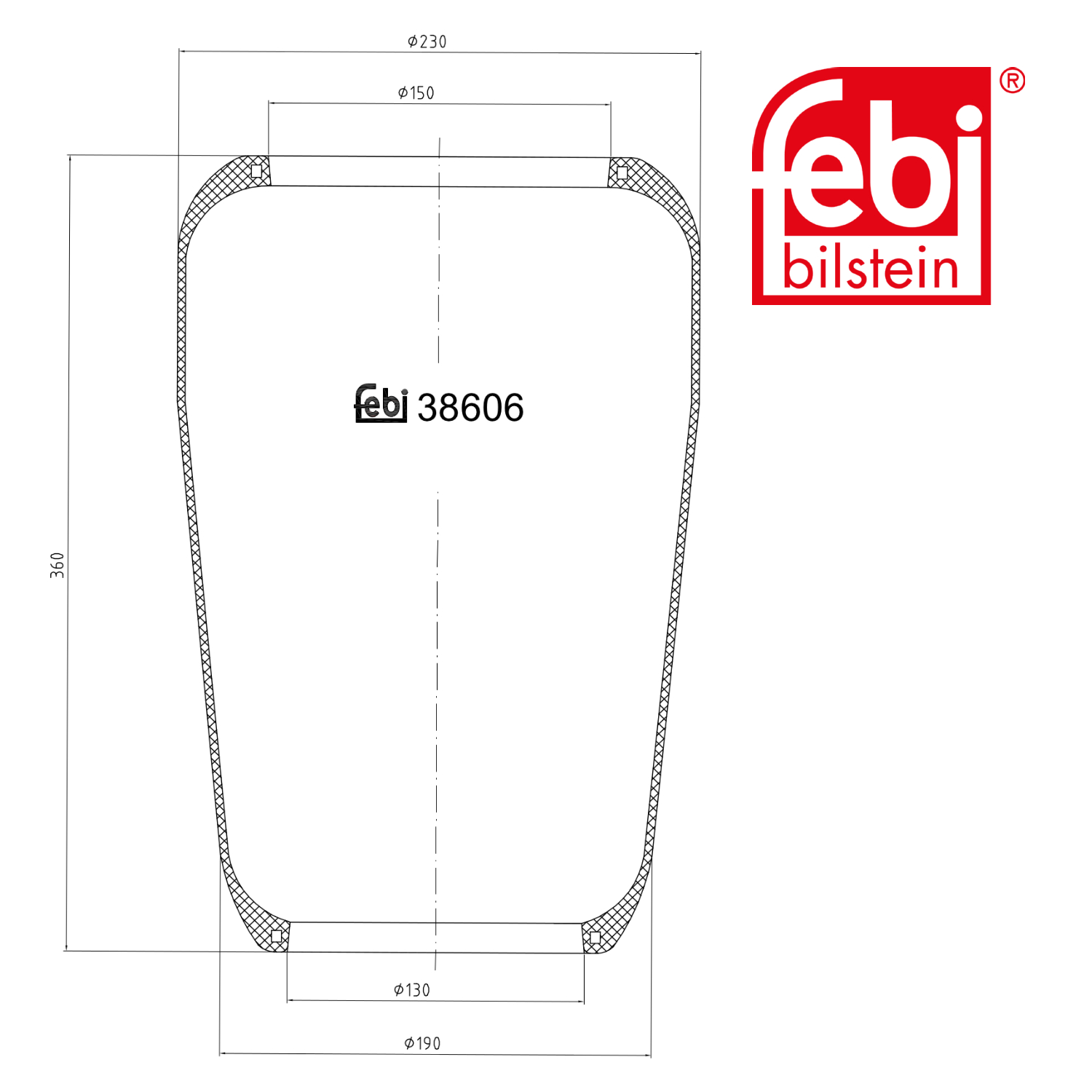 Febi Air Suspension Bellow 192mm Front Right 38606