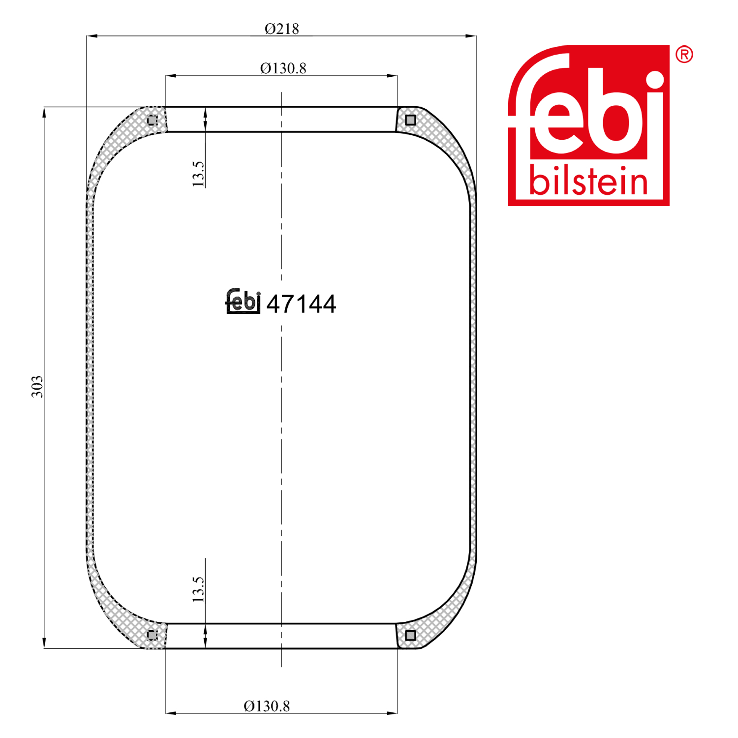 Febi Air Suspension Bellow 218mm Rear 47144