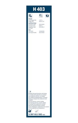 Bosch Conventional Wiper Blade 400mm — H403 fits Chrysler Grand Voyager V